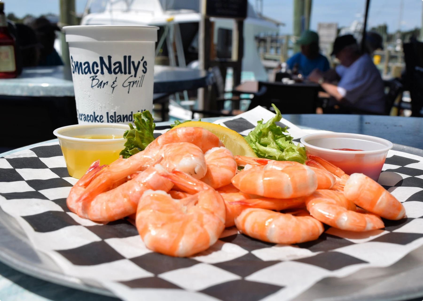 Fresh Shrimp Cocktail on a Platter at SmacNallys Waterfront Bar and Grill - Hero